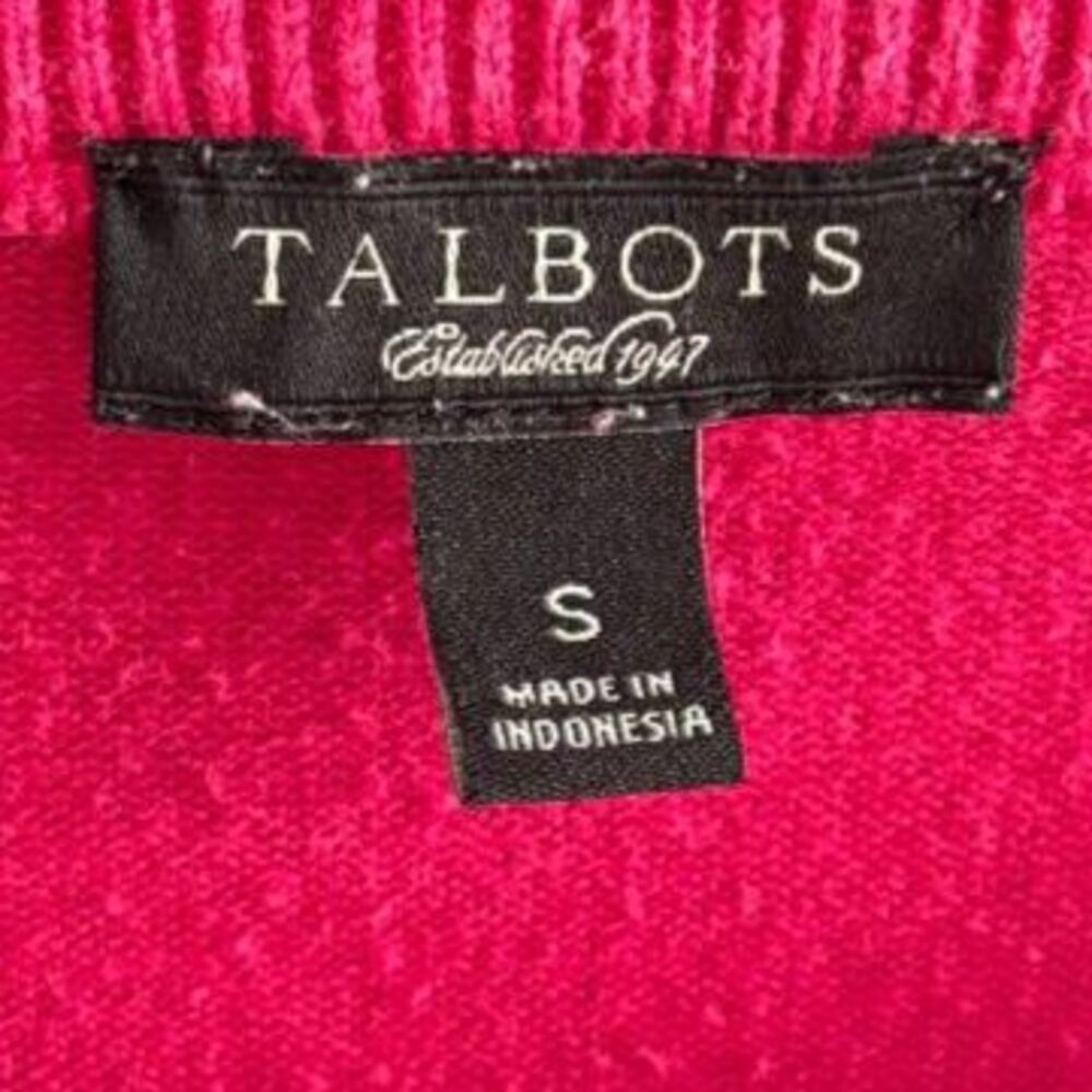 Talbots Hot Pink Cotton Blend Crewneck Cardigan S - Picture 3 of 5